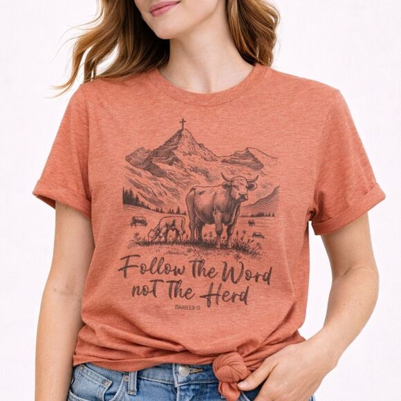 Love and Faith Tops - 2 for $20 Love & Faith Follow The Word Not The Herd Terracotta Tee NWT L Western